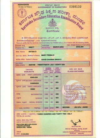 Xth Std School Certificate