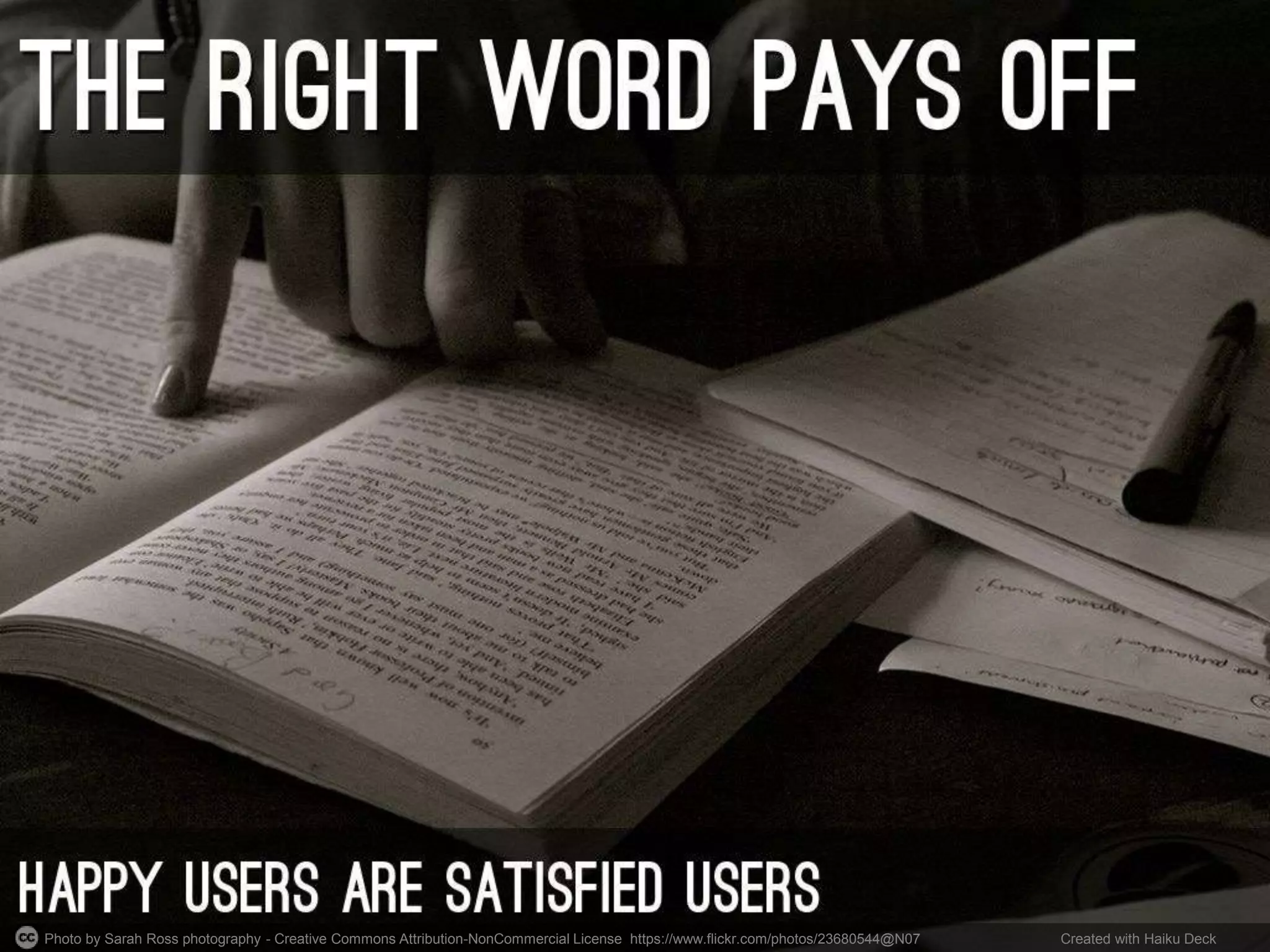 Photo by Sarah Ross photography - Creative Commons Attribution-NonCommercial License https://www.flickr.com/photos/23680544@N07 Created with Haiku Deck
 