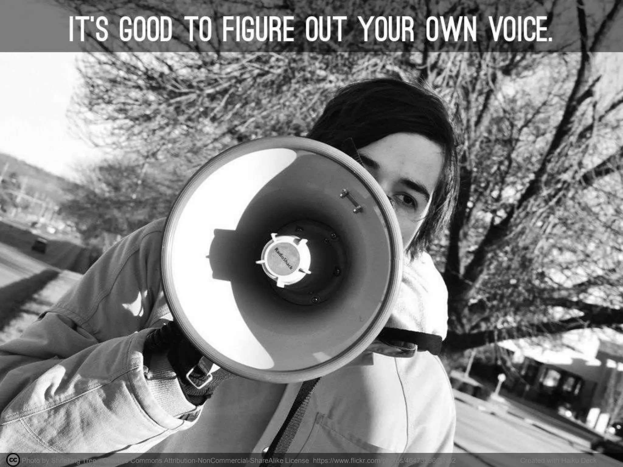 Photo by Shrieking Tree - Creative Commons Attribution-NonCommercial-ShareAlike License https://www.flickr.com/photos/46473296@N02 Created with Haiku Deck
 