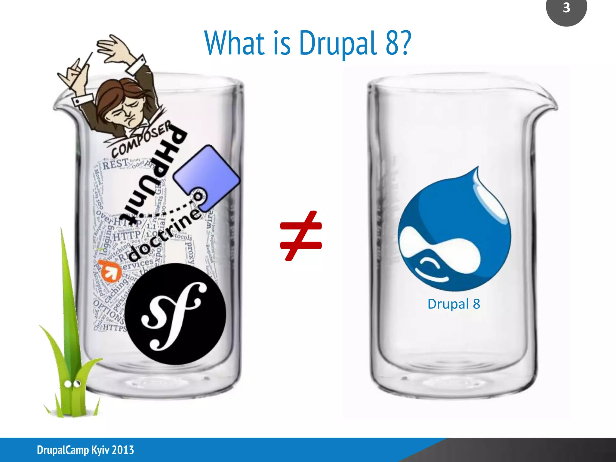 What is Drupal 8?
3
DrupalCamp Kyiv 2013
Drupal 8
≠
 