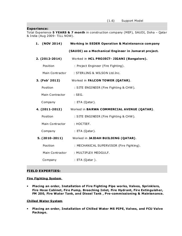 mechanical engineer cv