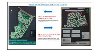 MODELS PREPARED DURING THE STUDIOS
MEGA TOWNSHIP MODEL
PARAGPUR, PUNJAB
LOCAL AREA PLANNING MODEL
BHOJOWAL, PUNJAB
Preparation of physical model during studio of
township development
Preparation of physical model during theory class
for practice of local area planning as new township
 