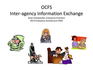 OCFS
Inter-agency Information Exchange
Brian Handspicker, Enterprise Architect
OCFS Enterprise Architecture PMO
 