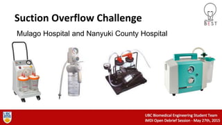 Suction Overflow Challenge
Mulago Hospital and Nanyuki County Hospital
 