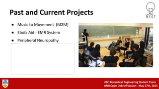 Past and Current Projects
● Music to Movement (M2M)
● Ebola Aid - EMR System
● Peripheral Neuropathy
 