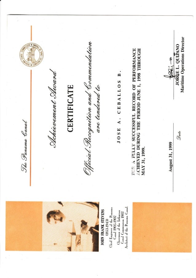 Certificates Panama Canal
