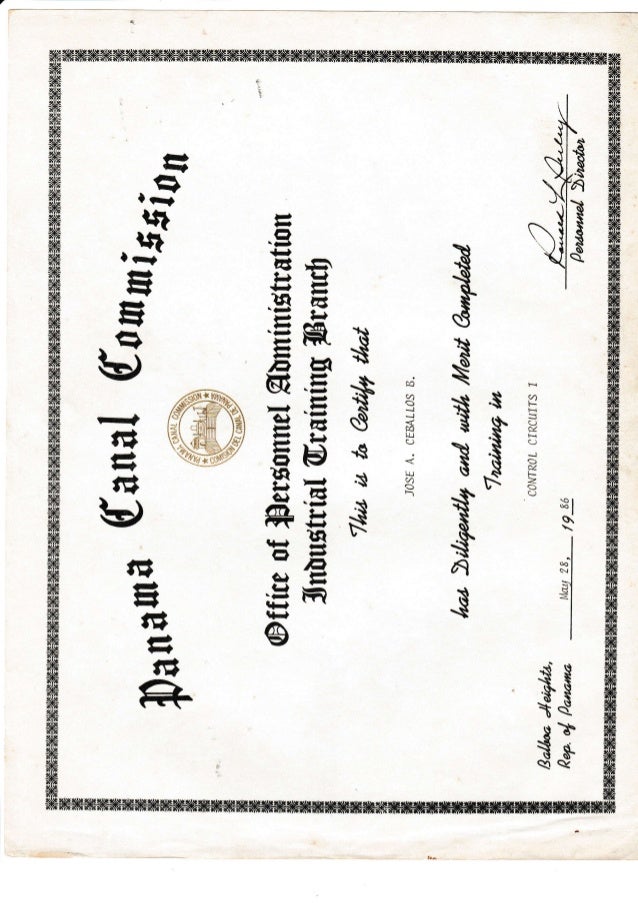 Certificates Panama Canal