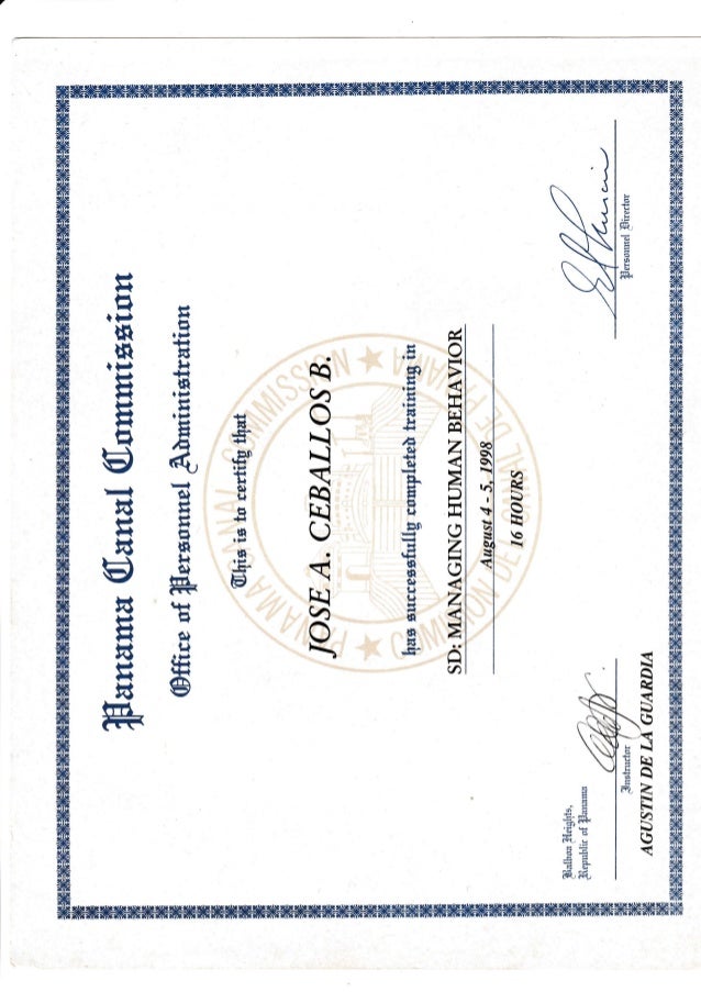 Certificates Panama Canal