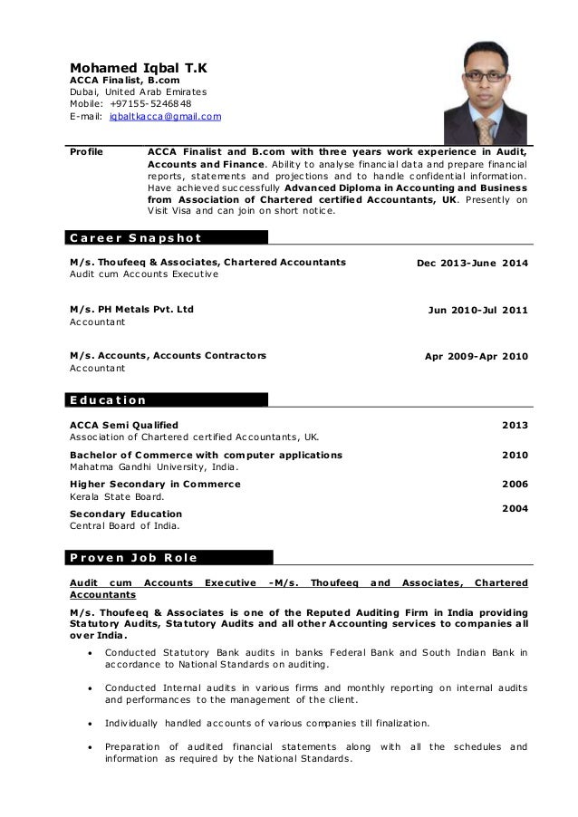 acca resume template