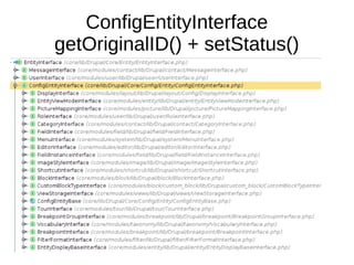 ConfigEntityInterface
getOriginalID() + setStatus()
 