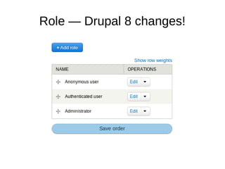 Role — Drupal 8 changes!
 
