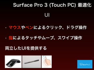 Surface Pro 3 
(Touch PC)
最適化
UI
 