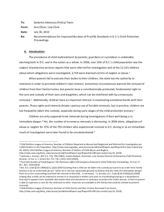 Improving Burdens Of Proof And Standards In Dcs Child - 