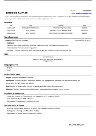 Deepak Kumar CV | DOC
