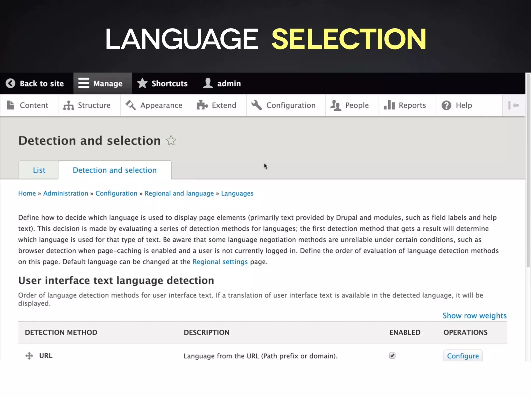 Language SELECTION
 