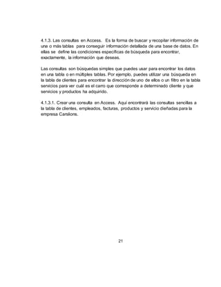 21
5. MATERIALES Y MÉTODOS
5.1 MATERIALES
Los materiales que usaron en el desarrollo del proyecto, estos pueden ser
materiales físicos como también software, encuestas, etc.
5.2 METODOLOGÍA
Técnicas o parámetros usados en el desarrollo del trabajo.
 