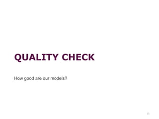 QUALITY CHECK
How good are our models?
15
 