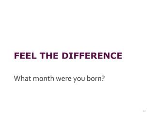 FEEL THE DIFFERENCE
What month were you born?
22
 