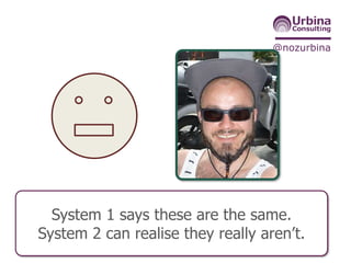 @nozurbina
System 1 says these are the same.
System 2 can realise they really aren’t.
 
