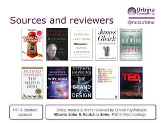 @nozurbinaSources and reviewers
@nozurbina - 6
MIT & Stanford
Lectures
Slides, models & drafts reviewed by Clinical Psychologist
Alberto Soler & Kontchín Soler, PhD in Psychobiology
 