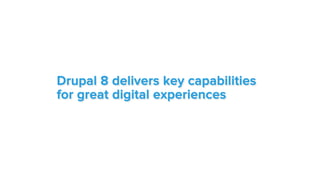 Drupal 8 delivers key capabilities
for great digital experiences
 