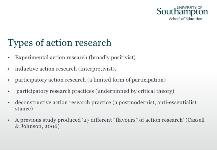 types of action research This tracing reveals that different kinds of action research are based on very different theoretical and philosophical assumptions (worldviews). types of action research This tracing reveals that different kinds of action research are based on very different theoretical and philosophical assumptions (worldviews).
