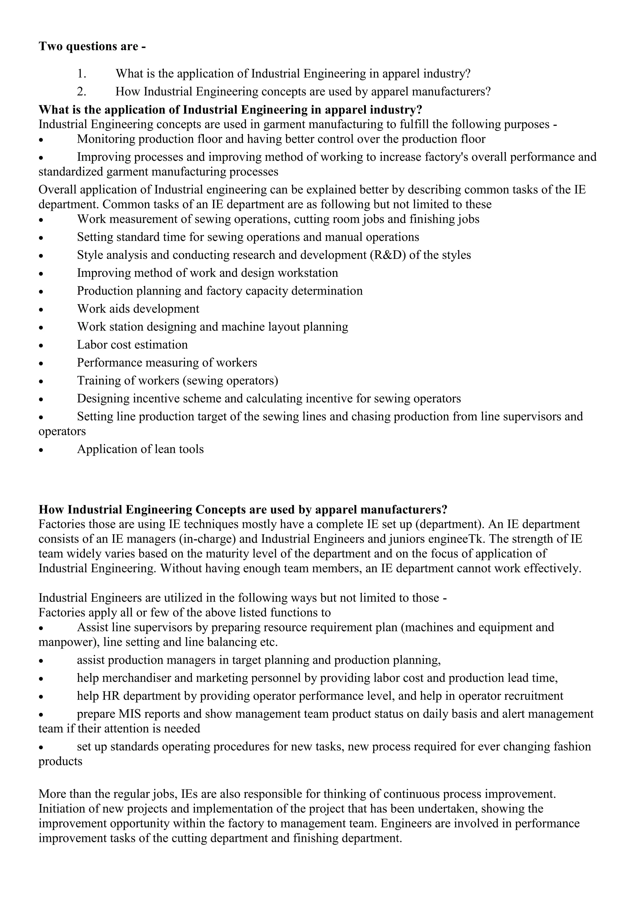 Ie Process IE working procedure | PDF