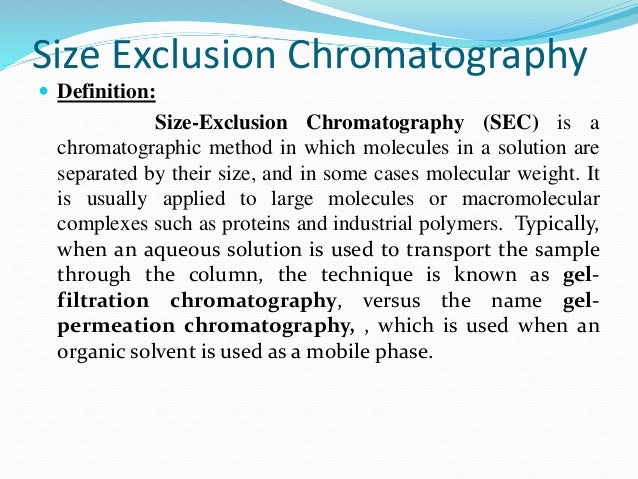 classification of chromatography define size