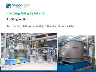 Tách các tạp chất dơ ra khỏi bột 1 lần nữa để bột sạch hơn
I. Xưởng bột giấy tái chế
7 - Sàng lọc tinh
 
