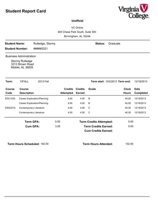 Vmcas Transcript Entry Example Transcript | PDF