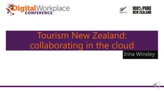 Tourism New Zealand:
collaborating in the cloud
Irina Winsley
 