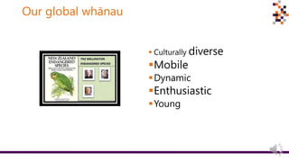 Our global whānau
 Culturally diverse
Mobile
Dynamic
Enthusiastic
Young
 