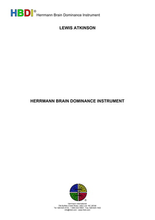 Herrmann Brain Dominance Instrument Worksheet.pdf HBDI profile of Haines 7+1人 | PDF