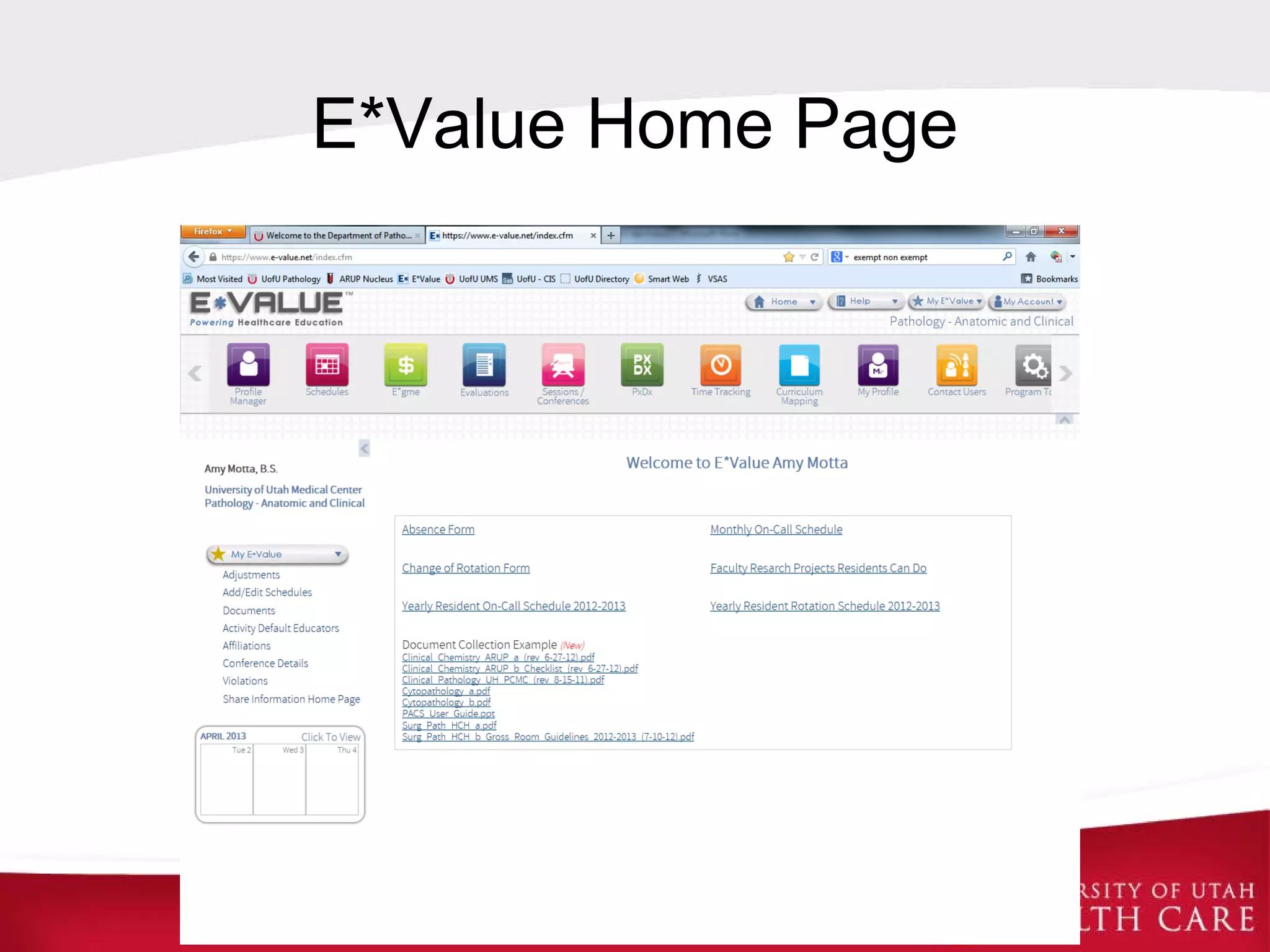E*Value Home Page
 