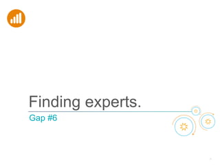 37
Finding experts.
Gap #6
 
