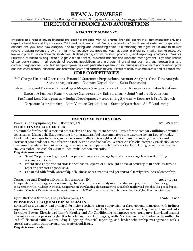cfo resume