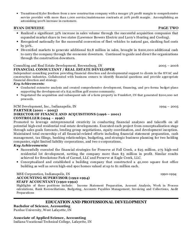 real estate development resumes