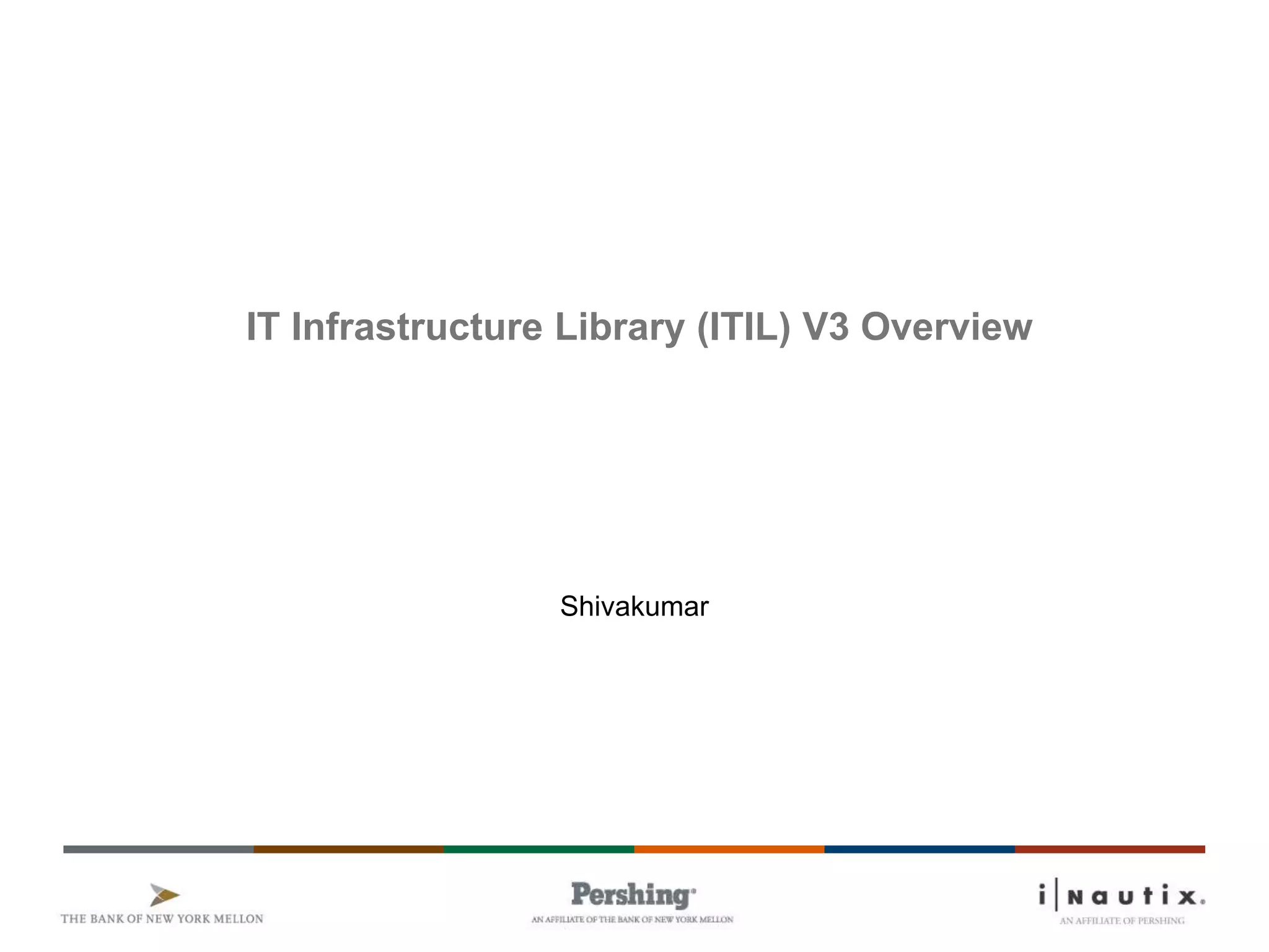 IT Infrastructure Library (ITIL) V3 Overview
Shivakumar
 