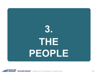 22Leffingwell et al. © 2015 Scaled Agile, Inc. All Rights Reserved
3.
THE
PEOPLE
 
