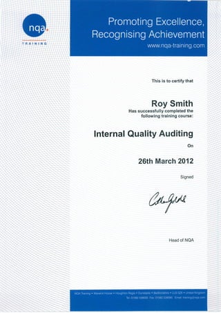 Internal Quality Auditing Mar 2012