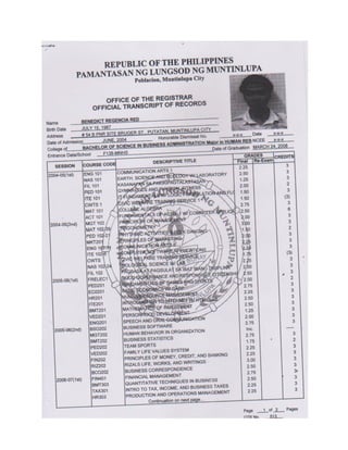 Transcript of Records | PDF