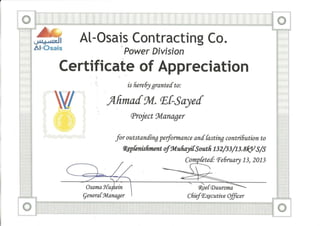03 Certificate of Appreciation, Muhayil Project