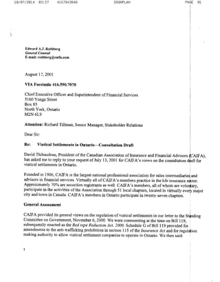 CAIFA July 2001 response to FSCO Stakeholder request