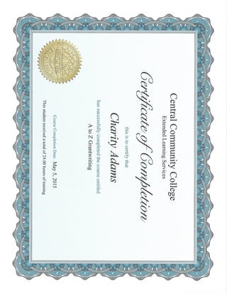 A to Z grant writing certificate of completion