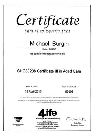 Cert III In Aged Care | PDF