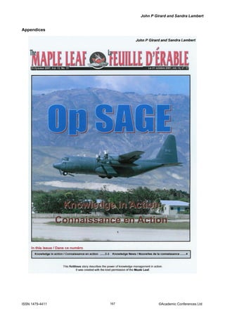 John P Girard and Sandra Lambert
ISSN 1479-4411 ©Academic Conferences Ltd167
Appendices
 