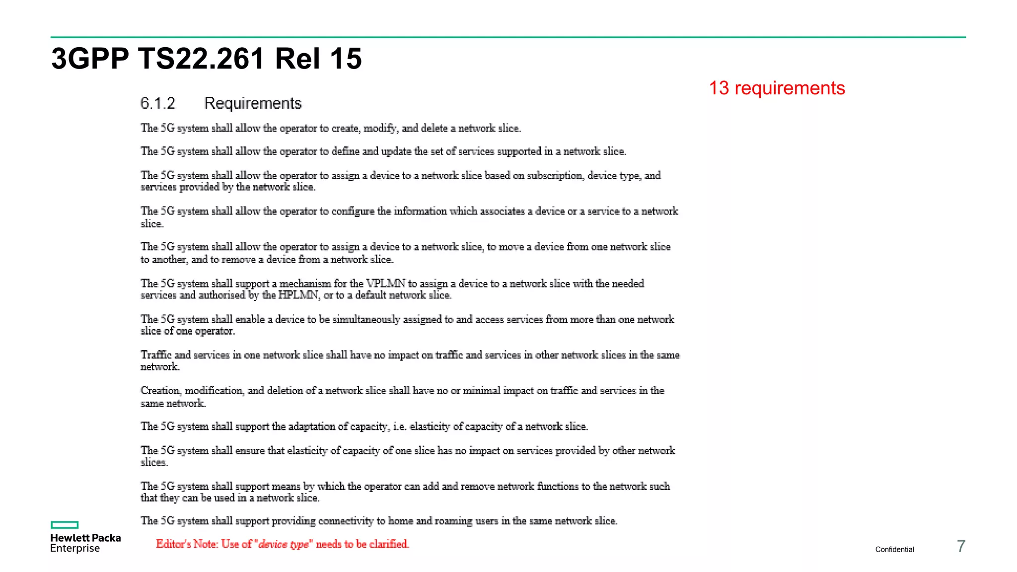 3GPP TS22.261 Rel 15
Confidential 7
13 requirements
 