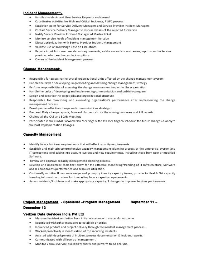 Escalation manager resume