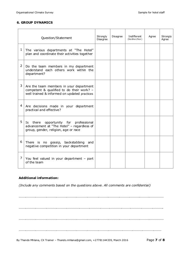 hotel survey questions