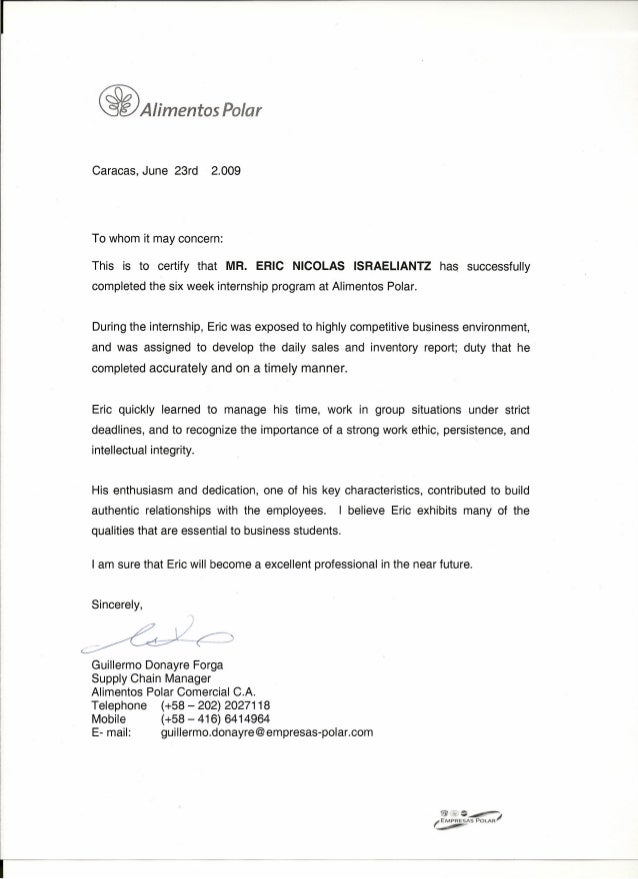 reference letter for internship